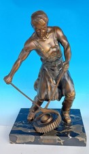 Alte Metall Statue Figur - 43 cm, Schmied - Gießer - Zahnrad- 12 kg schwer - Gay