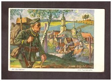 Feldpostkarte 1.WK Gemälde Albin Tippmann  1917 Truppenstempel