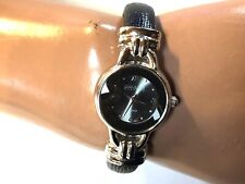 Vintage John Rivers Armbanduhr für Damen Spangenuhr Armreif Quarz silber schwarz