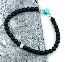 KERAMIK & 925er Silber Armband CUBE Herren d'Oz HOMME  NEU Türkis Herrenarmband