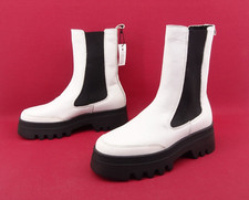 ZIGN Plateau Chelsea Boots Stiefelette Damenstiefel Schuhe Leder Weiß Gr. 39
