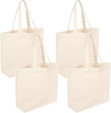 4 Stück Baumwolltasche, 40 x 35cm Jutebeutel Groß Unbedruckt Stoffbeutel