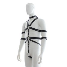 Punk Herren PU Leder-Harness Roleplay Brustgurt Körper Geschirr DE Verstellbar