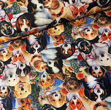 Stoff Meterware Baumwollstoff Hund Patchworkstoffe Hunde niedliche Welpen Blumen