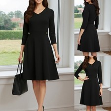 Damen 3/4 Ärmel Midikleid