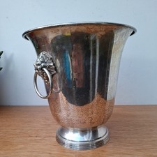 Vintage versilbert Champagner Wein Eiskübel Kühler Ring Traube Griffe 9"