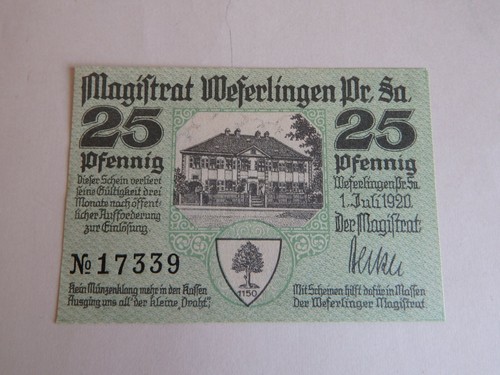 Notgeld weferlingen banknote - weferlingen,
