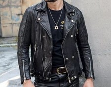 Herren Schwarz Biker Real