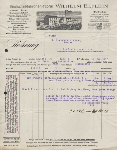 Hof rechnung 1916 - rechnung,
