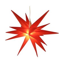 LED Weihnachtsstern Außen Stern rot hängend 35cm Batterie warmweiß 6/18h Timer