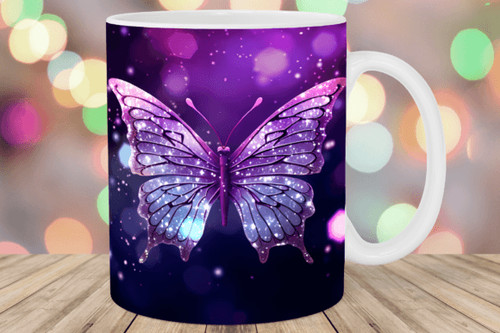 Kaffeetasse lila schmetterling - kaffeetasse,
