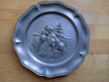 Teller aus Zink mit Jagdmotiv