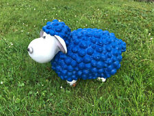 Lustiges Deko Schaf bunt Lamm Blau Weiss Tierfigur Gartenfigur Tier