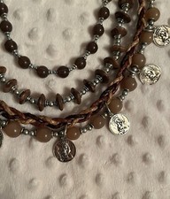 Exoal / Halskette / Messing / Echte Steine / Hochwertig / Brauntöne / Silber