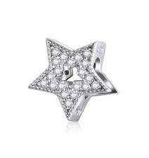 Charm Perle Stern 925 Silber Pave Steinchen - Anhänger für Armband