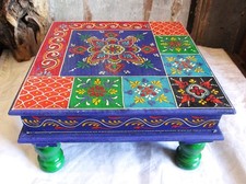 Beistelltisch aus Rajasthan INDIEN handbemalt bunt Holz 40x40 cm Blumentisch