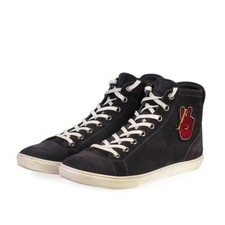 Louis Vuitton Suede Peace Sign High Top Sneakers Navy #GO0124 Original 