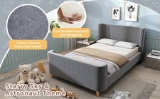 Kinderbett 90x200cm Grau Samt