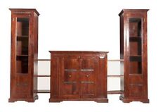 kolonial Wohnwand mit Standschrank Vitrine Kommode Mehrzweckschrank Massivholz