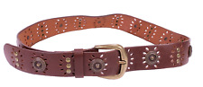 Westerngürtel Damen Gürtel Leder braun 85 cm  Concho Nieten Lochmuster GH109