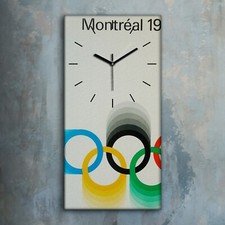 Wohnzimmer-Bild Leinwand Uhr Geräuschlos 30x60 Montreal Olympische Spiel Vintage
