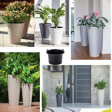 Blumenkübel Groß Blumentopf Slim Rund Welle Design Einsatz 6 Größen 5 Farben