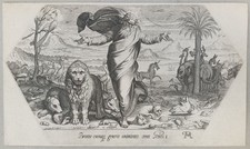 Brutas creat Villamena n. Raffael Kupferstich Gott Erschaffung Tiere Logge 1773