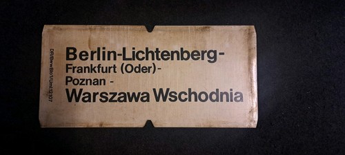 Zuglaufschild berlin warszawa - berlin,