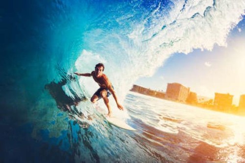Wandbild surfer auf - auf, der