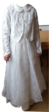 Kommunionkleid + PseudoBolero Mädchen Schleife Kleid Kommunion weiß-creme 140,