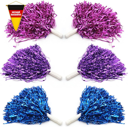 Cheerleader pompons bunt 6er - pompons,