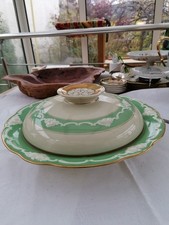 Vintage große Porzellan Schale + Deckel Thomas Ivory Bavaria Blumenrelief Griff