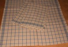 3 Alte Leinen Geschirrtücher Wischtücher blau kariert 50 x 52 cm (13625)