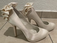 MENBUR 36 Wedding Naia Satin Pumps Hochzeitschuhe High Heels Mit Schleifen