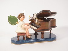 Hubrig Volkskunst Erzgebirge großer Engel am Flügel Klavier Spieluhr auf Wolke