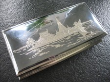 Zigarettendose Silber 925 Siam Tula Niello Silber Bangkok ca. 1930 groß 502 gr. 