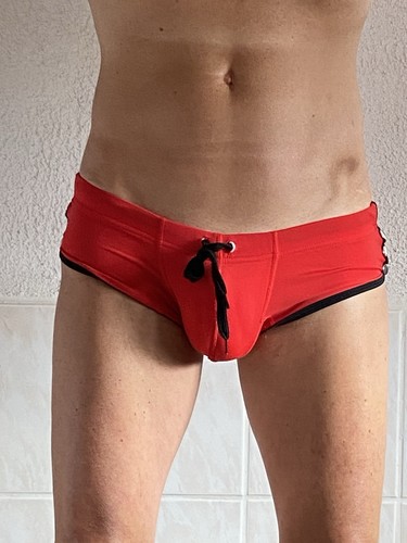 Badeslip herren rot schwarz - herren,