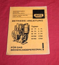 Betriebsanleitung HATZ Diesel Motor E, ES 71, 75, 79, 780, 785 von 1973