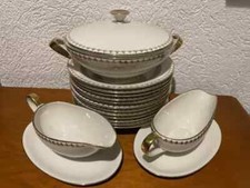 Bavaria Elfenbein Porzellan Essservice 15 teilig Goldrand