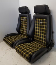 RECARO SITZE LEDER-GELB KARO STOFF OPEL-VW KÄFER-T2-T3 UND OLDTIMER NEU BEZOGEN