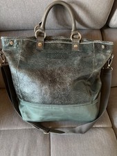 George Giny & Lucy Leather Crackle Damen Handtasche Petrol , Top Zustand