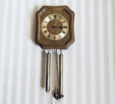 Dugena Wanduhr Pendeluhr Uhr mit Pendel + Gewichten | aus Holz Eiche