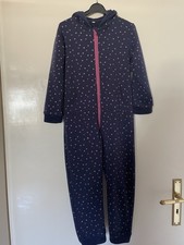 Jumpsuit 122 Overall blau Einteiler pink Punkte lila Reissverschluss gemütlich 