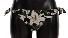 Dolce & Gabbana Bikinihose Schwarz Mit Lilienmuster Badeanzug Damen Bademode