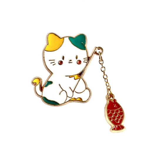 Emaille pin katze mit fisch - emaille,