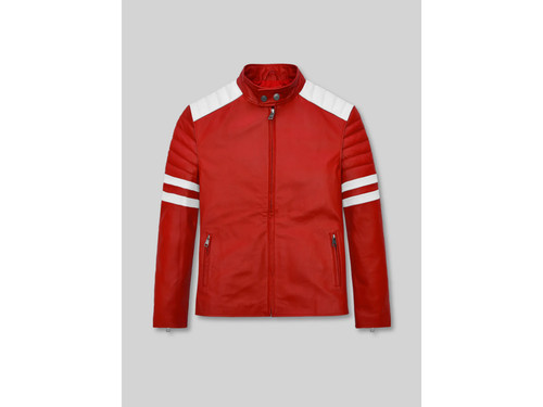 Weiß rot schafslederjacke - weiß, &