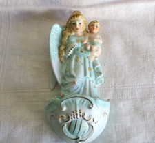 Weihwasser Gefäß - Engel + Kind Türkis Pastell Gold - Neundorf Porzellan