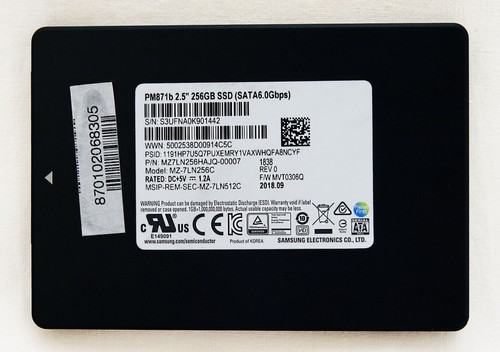 Samsung ssd 256gb - pm871b, 2,5"