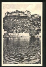 Ansichtskarte Znaim, Burg und Fluss Thaya 1944 