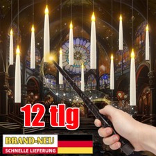 12 schwebende Halloween Deko LED Tafel-Kerzen magisch Zauberstab Fliegende weiß.